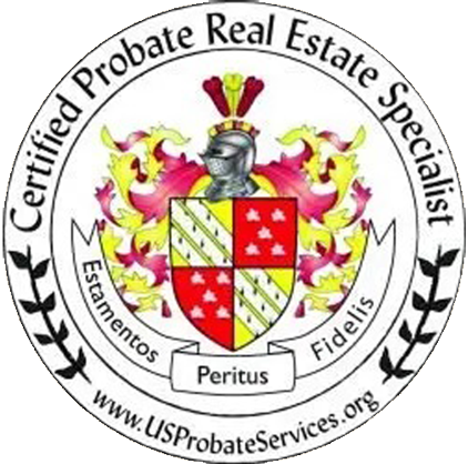 Emblem for Certified Probate Real Estate Specialist from the US Probate Service.